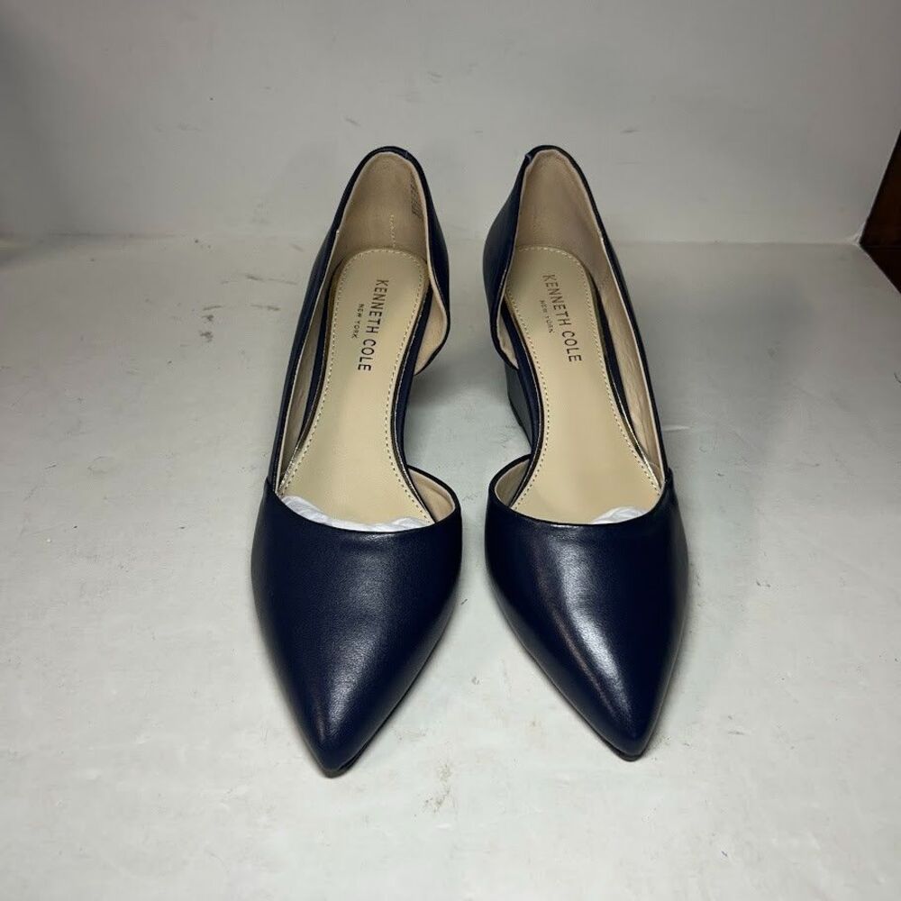 Kenneth Cole Womens 7 M Navy Blue Ellis Pointed Toe Wedge Heels NIB ZK9 - Picture 3 of 5